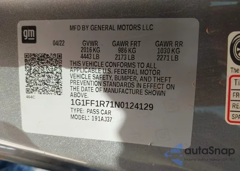 2022 Chevrolet Camaro Lt1/Ss from USA, damaged, VIN 1G1FF1R71N0124129